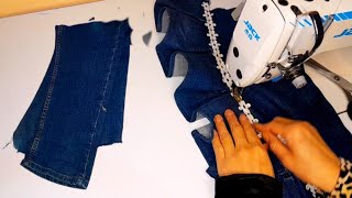 Trendy jeans recycling. You may have never seen it before. Sewing tips