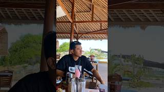 The pleasure of drinking coffee on the beach