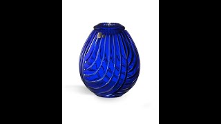 Handmade crystal glass cremation ashes urn Linum blue 100314