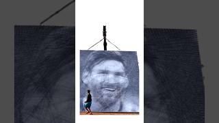 World's Largest Thread Art of Messi😱⚽ #shorts#crazyexperiment#Guinness record#crazyideas #messi