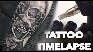 TATTOO TIMELAPSE | SKULL AND ROSE | CHRISSY LEE