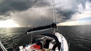 Stormchaser1 ... snip-it from a video shot of a very unseasonal storm on Moreton Bay in July ?