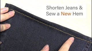 How to: Hem Jeans | Hand Sew a New Hem w/ Gold Thread | Hemming Tutorial | Sewing for Beginners