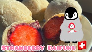 Strawberry Daifuku (With Flour and Red beans can) in Swiss🇨🇭 いちご大福（小麦粉で求肥作り）