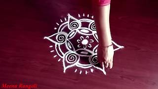 3*2 dots rangoli design 1 | చుక్కల ముగ్గులు | சிக்கு கோலம் | easy rangoli designs |