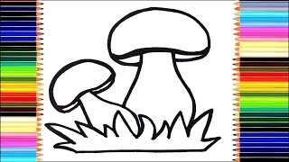 Bolalar Uchun qadam rasm chizish draw picture of a mushroom बच्चों के लिए स्टेप बाय स्टेप ड्राइंग