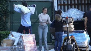 Spotted Ben Affleck and Jennifer Lopez host food drive with their kids for Hunger at Ben House!