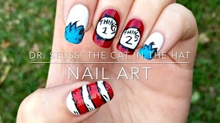 Dr. Seuss' The Cat in the Hat nail art