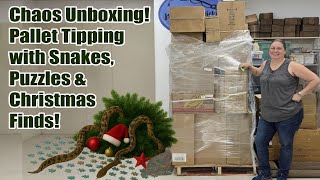 Chaos Unboxing! Pallet Tipping with Snakes, Puzzles & Christmas Finds!