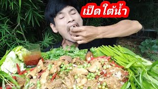 เป็ดใต้น้ำเครื่องเน้นๆแซ่บๆแกล้มผักหลายอย่างแซ่บคือเก่าครับผมMUKBANG EATING SHOW/โก้อีสานพาแดก