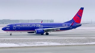 Sun Country Airlines Boeing 737-800 Landing and Takeoff at Calgary Airport