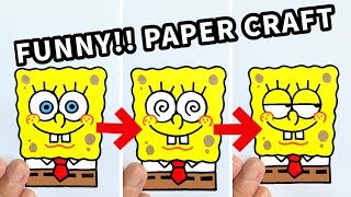VERY EASY!! FUNNY PAPER CRAFT to do at home tutorial｜SpongeBob's magic card