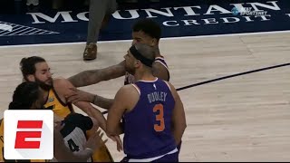 Jared Dudley, Marquese Chriss shove Ricky Rubio in big Suns-Jazz altercation | E