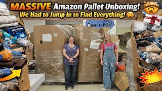 MASSIVE Amazon Pallet Unboxing! We Had to Jump In to Find Everything! 🤯