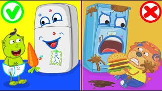 Lion Family 🍒 Learn Healthy Habits for Kids with Talking Refrigerator Cartoon for Kids