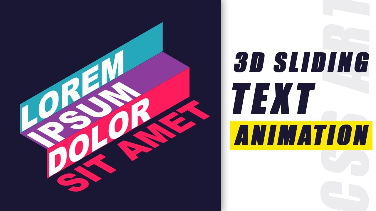 3D Sliding Text Animation Using CSS - CSS Art - YouTube