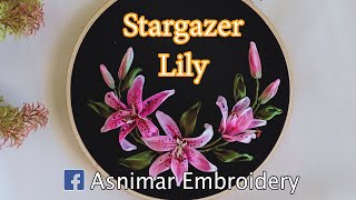 Ribbon Embroidery Flower - Stargazer Lily