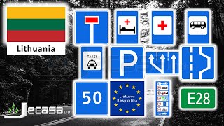 Indication Traffic-Road Signs in Lithuania (Vilnius, Kaunas, Klaipėda, Šiauliai, Panevėžys), English