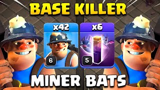 BASE KILLER | 52 MINER + 6 BAT SPELL Th12 Attack Strategies in CoC