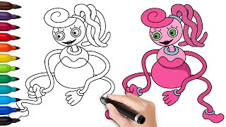HOW TO DRAW MOMMY LONG LEGS | Poppy Playtime: Chapter 2 / Friday Night Funkin (FNF) - (Draw & Color)