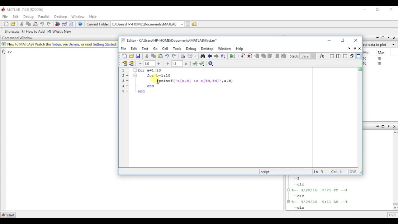 MATLAB Programming 37 - Nested FOR LOOP - YouTube