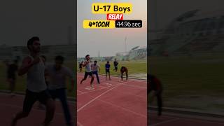 U-17 Boys RELAY 4*100m 44.96 sec 🏃🏻‍♂️😱 #dheerajyadav400m #relay #running #motivation #shorts