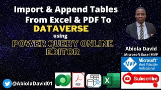 Import and Append Tables From Excel and PDF to Dataverse using Power Query Online Editor
