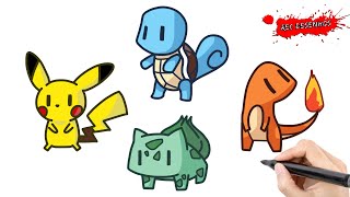 How to Draw Pikachu, Bulbasaur, Charmander, and Squirtle | Como Desenhar Pokémon