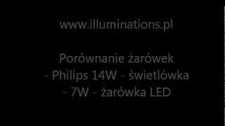 Porównanie świetlówki PHILIPS 14W i żarówki LED 7W