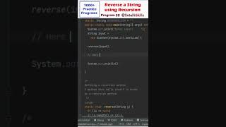 Recursion Program in Java | Reverse a String in Java #Shorts #java #coding #programming