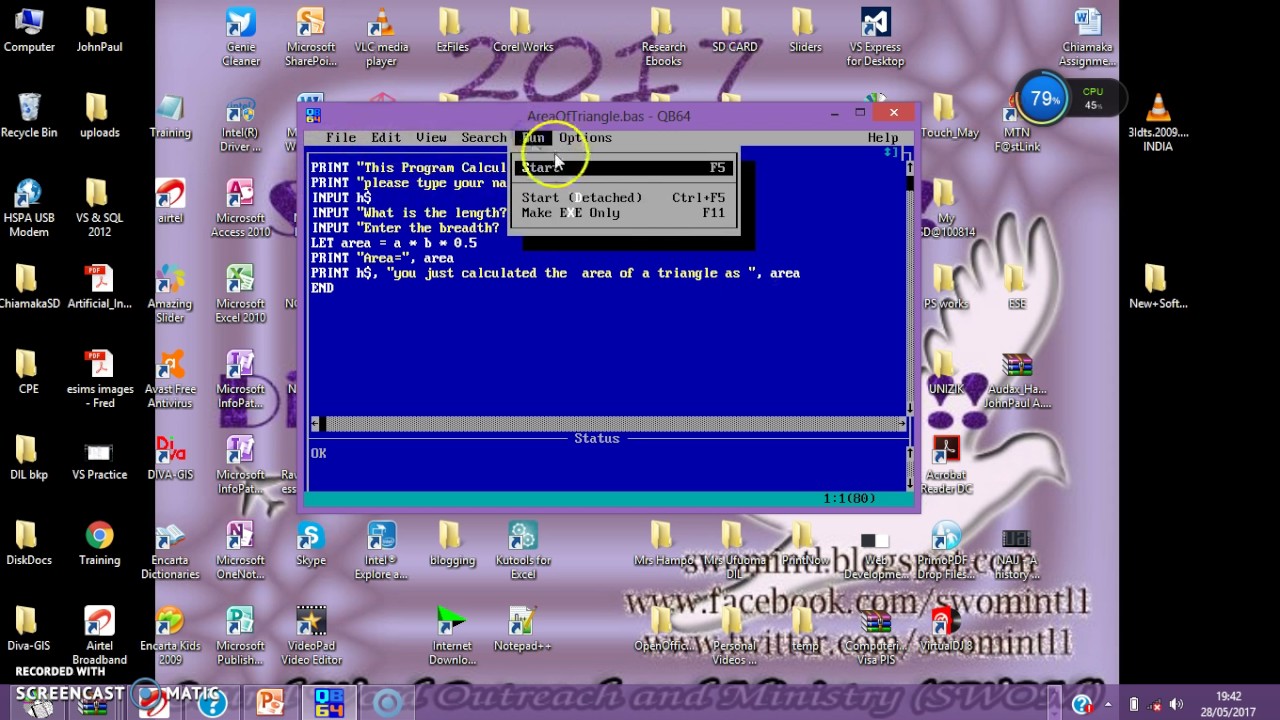 Learning Qbasic A Simple Program Youtube