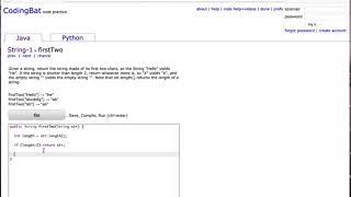 CodingBat firstTwo Quick & Easy Solution