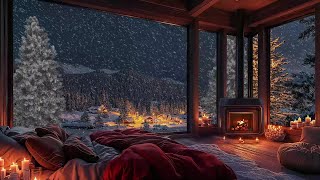 Winter Cabin Haven ❄️ Relaxing Jazz, Snowfall Views, and Fireplace Comfort