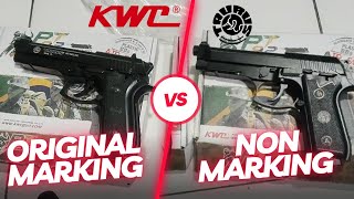 Perbedaan mencolok Kwc Taurus PT92 blowback 6mm Original marking vs Non Marking