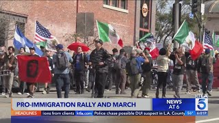 Demonstrators gathered in Boyle Heights to protest Trump's immgration policy