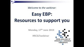 RCSLT webinar: Easy EBP – Resources to support you