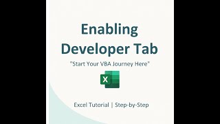 How to Enable the Developer Tab in Excel | VBA Beginners Guide