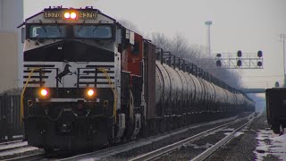 NS 6K4 passes Bryan at MP 342 with friendly crew, awesome P5, and BNSF trailing!