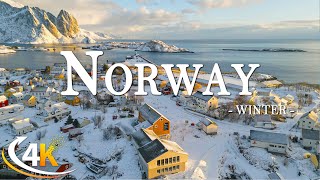 Norway 4K Winter ❄️ Enchanting Snowy Landscapes, Frozen Lakes & Cozy Villages – Relaxing Music 🎶