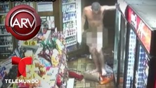 Un ladrón se cuela desnudo a robar en una gasolinera | Al Rojo Vivo | Telemundo