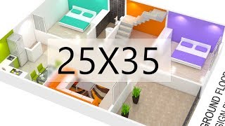 25X35 House plan 3d view by nikshail