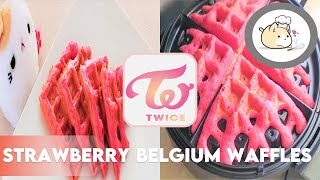 TWICE Inspired Strawberry Belgium Waffles Recipe ASMR MUKBANG | 딸기벨기에 와플 | イチゴベルギーワッフル | CorgiBun