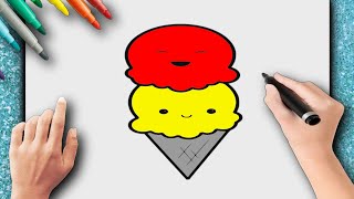 HOW TO DRAW AN ICE CREAM CONE? How To Draw A Cute Ice Cream Cone.