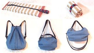 折りたたみ ３way バッグの作り方 ／ Fold-able 3 way Bag Tutorial