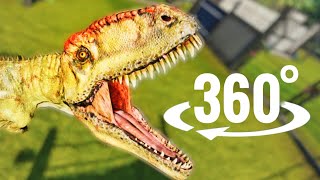 360 video Jurassic World Evolution VR Dinosaurs T.rex Tyrannosaurus vs Giganotosaurus 3D Animation