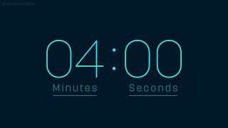 4 Minutes Countdown Timer with Alarm & Time Markers / Chapters - Rounded - Blue