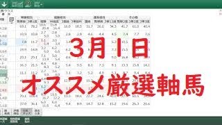 ３月１日のオススメ厳選軸馬