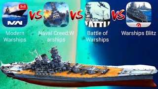 Modern Warships VS Naval Creed VS Battle Of Warships VS World Of Warships Blitz