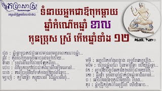 ទំនាយអ្នកជាឳពុកម្តាយឆ្នាំកំណើតឆ្នាំខាល កូនប្រុសស្រីកើតឆ្នាំទាំង១២ | Khmer Horoscope 2020