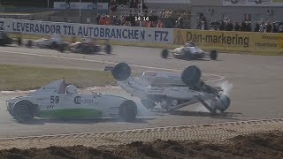 Formel 4 DK \u0026 Formel 5 Denmark 2017. Race 1 Padborg Park. Start Crash Flip